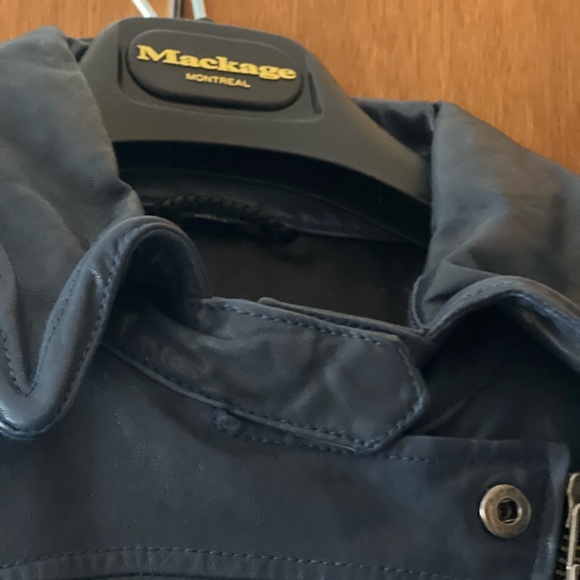 Cobalt blue Mackage, leather jacket. - Picture 9 of 11